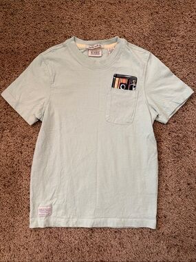 Scotch & Soda Short Sleeve Pocket Tee - Light Mint with Striped Pocket Insert